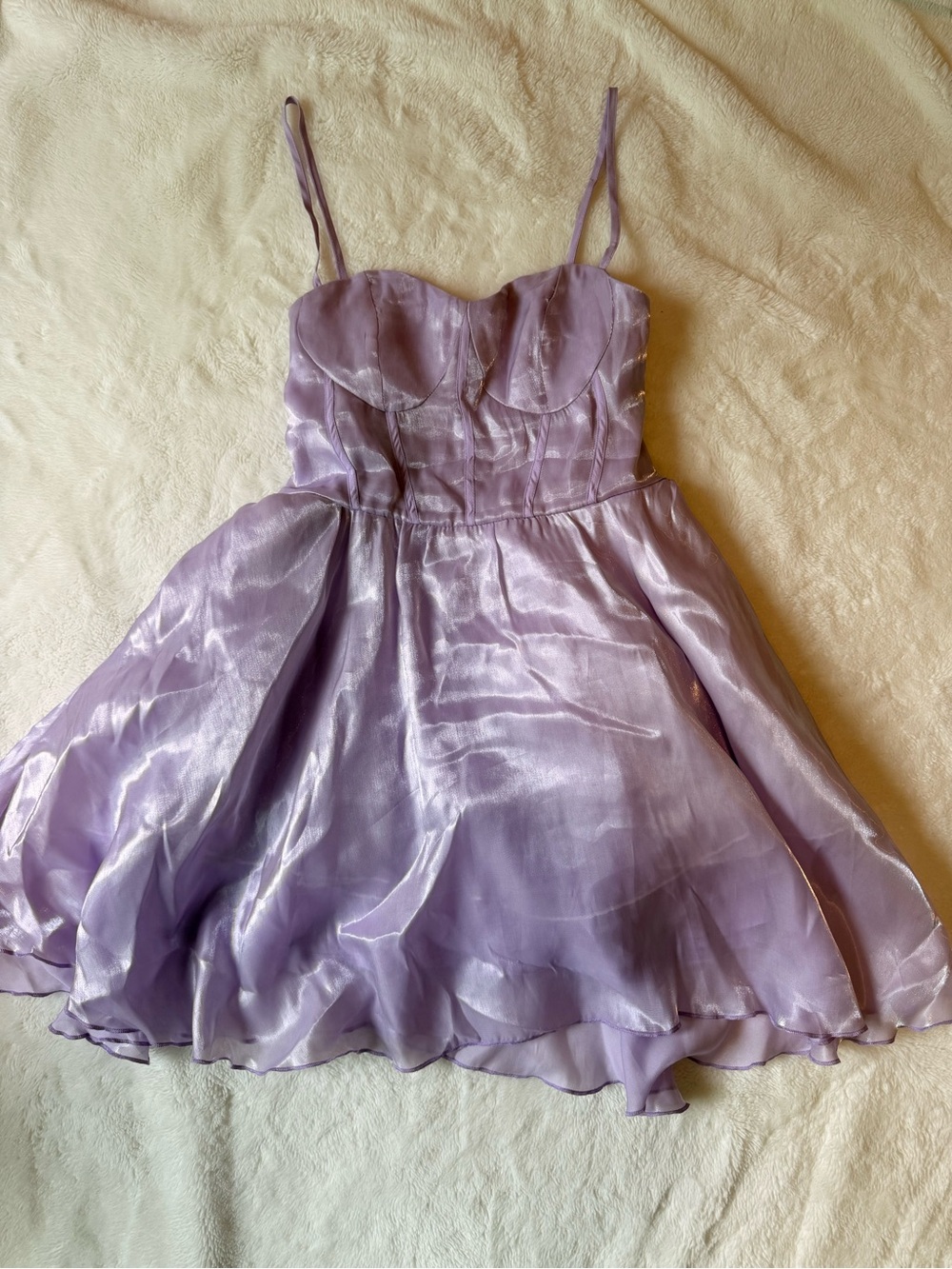 Cider Lilac Spaghetti-Strap Organza Party Dress
